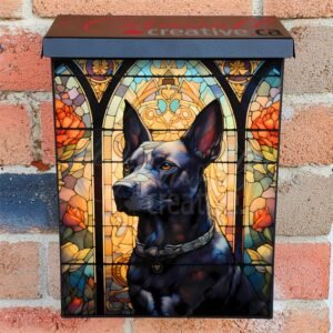 Stained Glass Dobermann Design Colonial Mailbox Cover