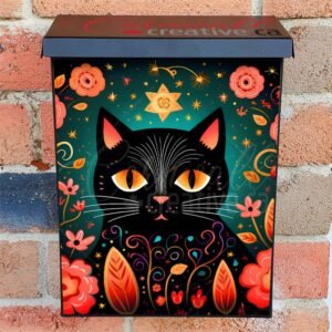 Black Folklore Cat Colonial Mailbox Cover