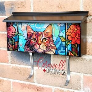 Stained Glass Maine Coon Cat Design Wall-mounted Townhouse Mailbox Cover