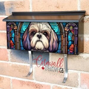 Stained Glass Shih Tzu Design Wall-mounted Townhouse Mailbox Cover