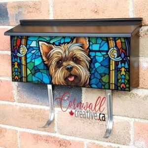 Stained Glass Yorkie Design Wall-mounted Townhouse Mailbox Cover
