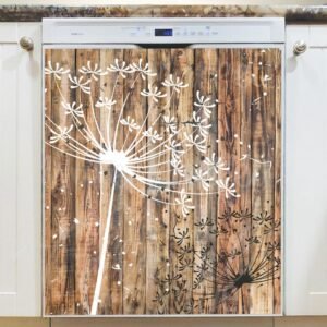 Dandelions on Wood Design Magnetic Dishwasher Door Cover