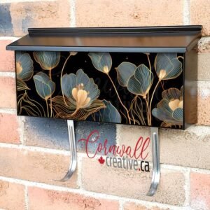 Blue and Gold Night Flowers Wall-mounted Townhouse Mailbox Cover