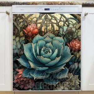 Stained Glass Succulents Design Magnetic Dishwasher Door Cover