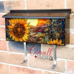Stained Glass Summer Sunflowers Design Wall-mounted Townhouse Mailbox Cover