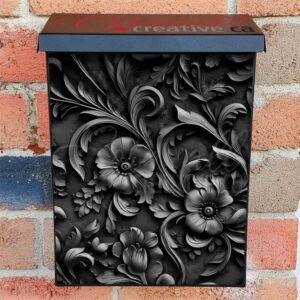 Black Metal Flowers Colonial Mailbox Cover