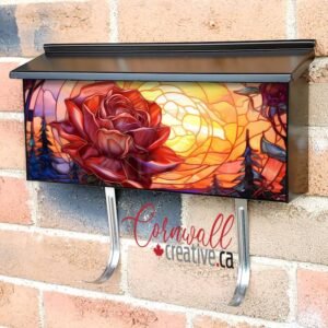 Stained Glass Summer Rose Design Wall-mounted Townhouse Mailbox Cover