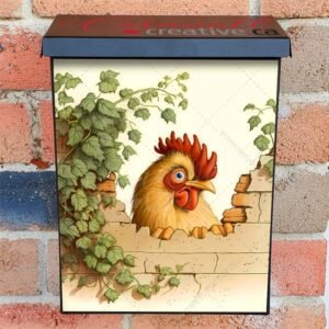 Peeking Angry Rooster Colonial Mailbox Cover