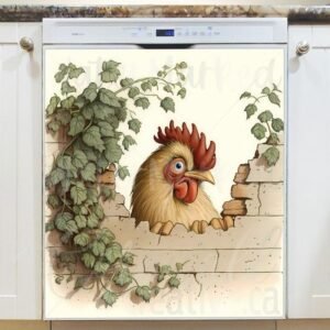 Peeking Angry Rooster Magnetic Dishwasher Door Cover