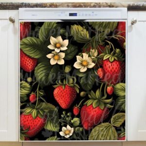 Strawberries and Flowers 2 Magnetic Dishwasher Door Cover