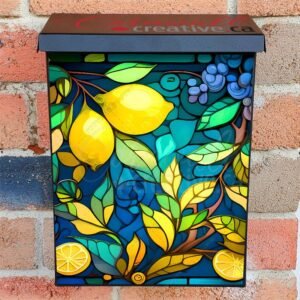 Stained Glass Lemon Design Colonial Mailbox Cover