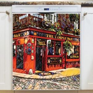 The Temple Bar, Dublin Stained Glass Magnetic Dishwasher Door Cover