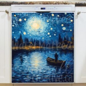 Starry Night on the Lake Magnetic Dishwasher Door Cover