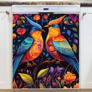 Colorful Folk Birds Design #2 Magnetic Dishwasher Door Cover