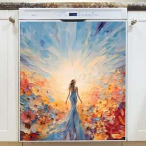 Lady in a Flower Field Magnetic Dishwasher Door Cover