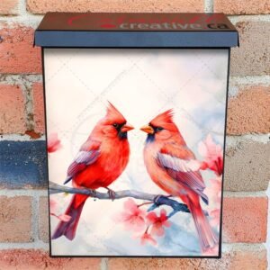 Pair Of Red Birds Northern Cardinals In Spring Nature Colonial Mailbox Cover