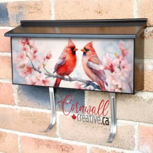 Pair Of Red Birds Northern Cardinals In Spring Nature Wall-mounted Townhouse Mailbox Cover