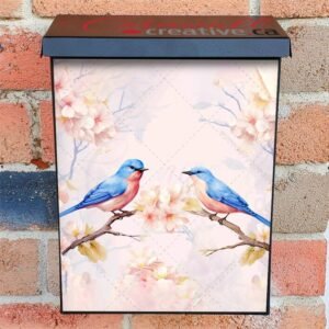 Pair Of Blue Birds In Spring Nature Pastel Color Style Colonial Mailbox Cover