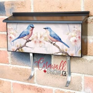 Pair Of Blue Birds In Spring Nature Pastel Color Style Wall-mounted Townhouse Mailbox Cover