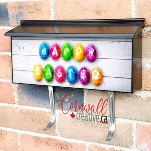Colorful Easter Eggs on Wooden Table Wall-mounted Townhouse Mailbox Cover