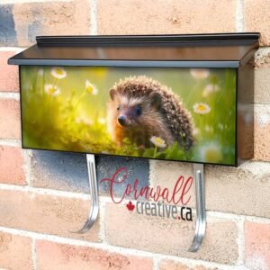 Baby Hedgehog In Spring Green Grass With Flowers Wall-mounted Townhouse Mailbox Cover