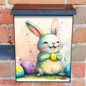 Watercolor Painting Happy Bunny And Easter Eggs Colonial Mailbox Cover