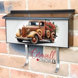 Brown Vintage Truck With Flowers 3D Wall-mounted Townhouse Mailbox Cover