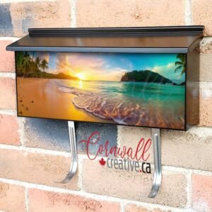 Tropical Island in the Ocean at Sunset Wall-mounted Townhouse Mailbox Cover