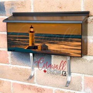 Sunset Over Winter Coastline Illuminated Lighthouse Wall-mounted Townhouse Mailbox Cover