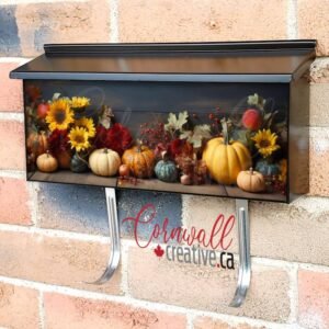 Pumpkins Gourds On Wooden Table Thanksgiving Day Wall-mounted Townhouse Mailbox Cover