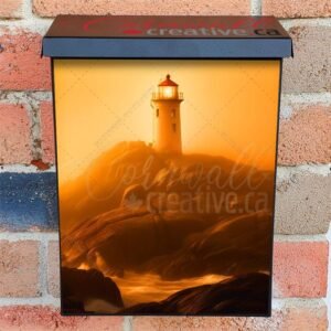 Lighthouse Silhouette in a Foggy Day Colonial Mailbox Cover