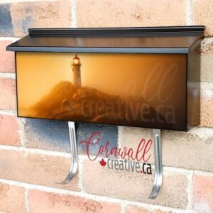 Lighthouse Silhouette in a Foggy Day Wall-mounted Townhouse Mailbox Cover
