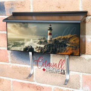 Stormy Ocean Landscape with Lighthouse Wall-mounted Townhouse Mailbox Cover