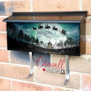 Silhouette Of Santa Claus Flying Over The Full Moon 2 Wall-mounted Townhouse Mailbox Cover