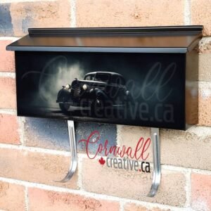 Vintage Car in Dark Forest at Night in Fog Wall-mounted Townhouse Mailbox Cover