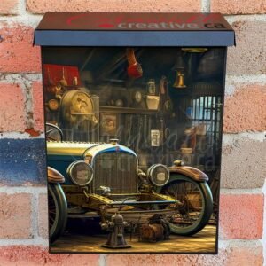 Retro Veteran Car In The Garage Colonial Mailbox Cover