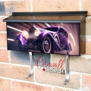 Purple Retro Ride High Speed Time Travel Through The Time Tunnel Wall-mounted Townhouse Mailbox Cover