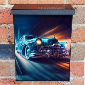Blue Retro Ride High Speed Time Travel Through The Time Tunnel Colonial Mailbox Cover