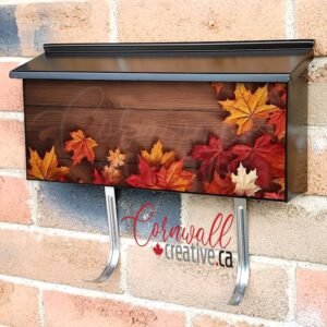 Red and Orange Maple Leaves On The Wooden Table Wall-mounted Townhouse Mailbox Cover