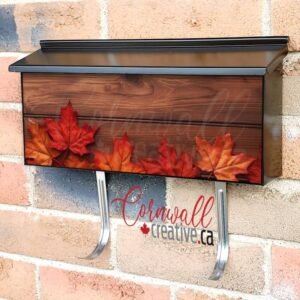 Red and Orange Maple Leaves On The Wooden Table 2 Wall-mounted Townhouse Mailbox Cover