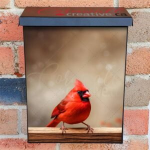 Red Cardinal On Wood Plank Colonial Mailbox Cover