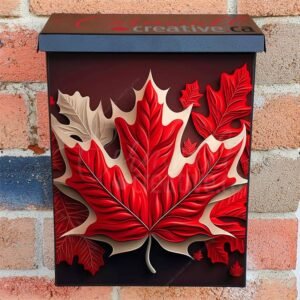 Red and White Canada Day Maple Leaf 2 Colonial Mailbox Cover
