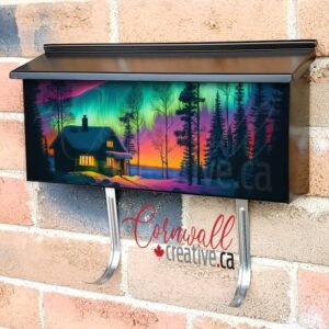 Colorful Northern Lights And Little House Wall-mounted Townhouse Mailbox Cover