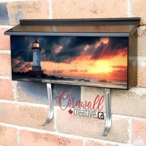 Beautiful Lighthouse In Moody Sky Sunset Wall-mounted Townhouse Mailbox Cover