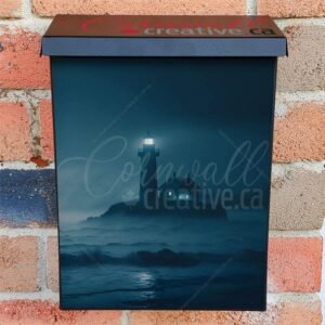 Lighthouse In A Stormy Sea at Night Colonial Mailbox Cover
