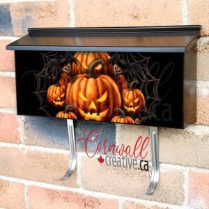 Halloween Pumpkins in a Spider Web Wall-mounted Townhouse Mailbox Cover