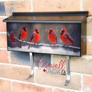 Group Of Northern Cardinal Birds Perched on a Snow Covered Branch Wall-mounted Townhouse Mailbox Cover