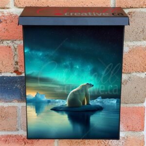 Lonely White Polar Bear On a Floating Iceberg Colonial Mailbox Cover