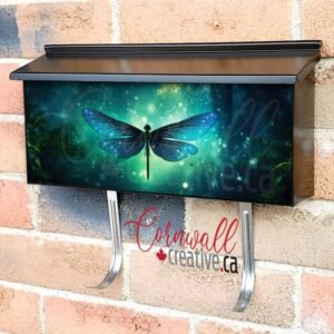 Fairy Tale Dragonfly And Firefly Silhouettes In Night Forest Wall-mounted Townhouse Mailbox Cover