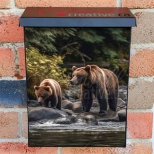 Endangered Bear Cubs Playing near the River Colonial Mailbox Cover